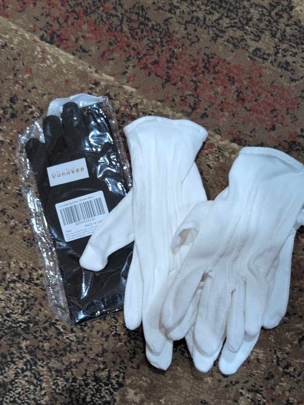 White and Black Gloves - 3 Pair